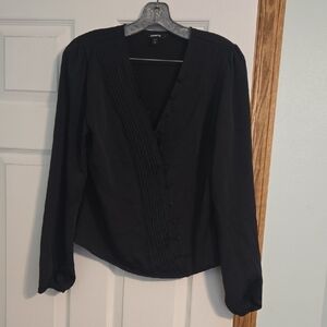 Express Black Fitted Long Sleeve Blouse